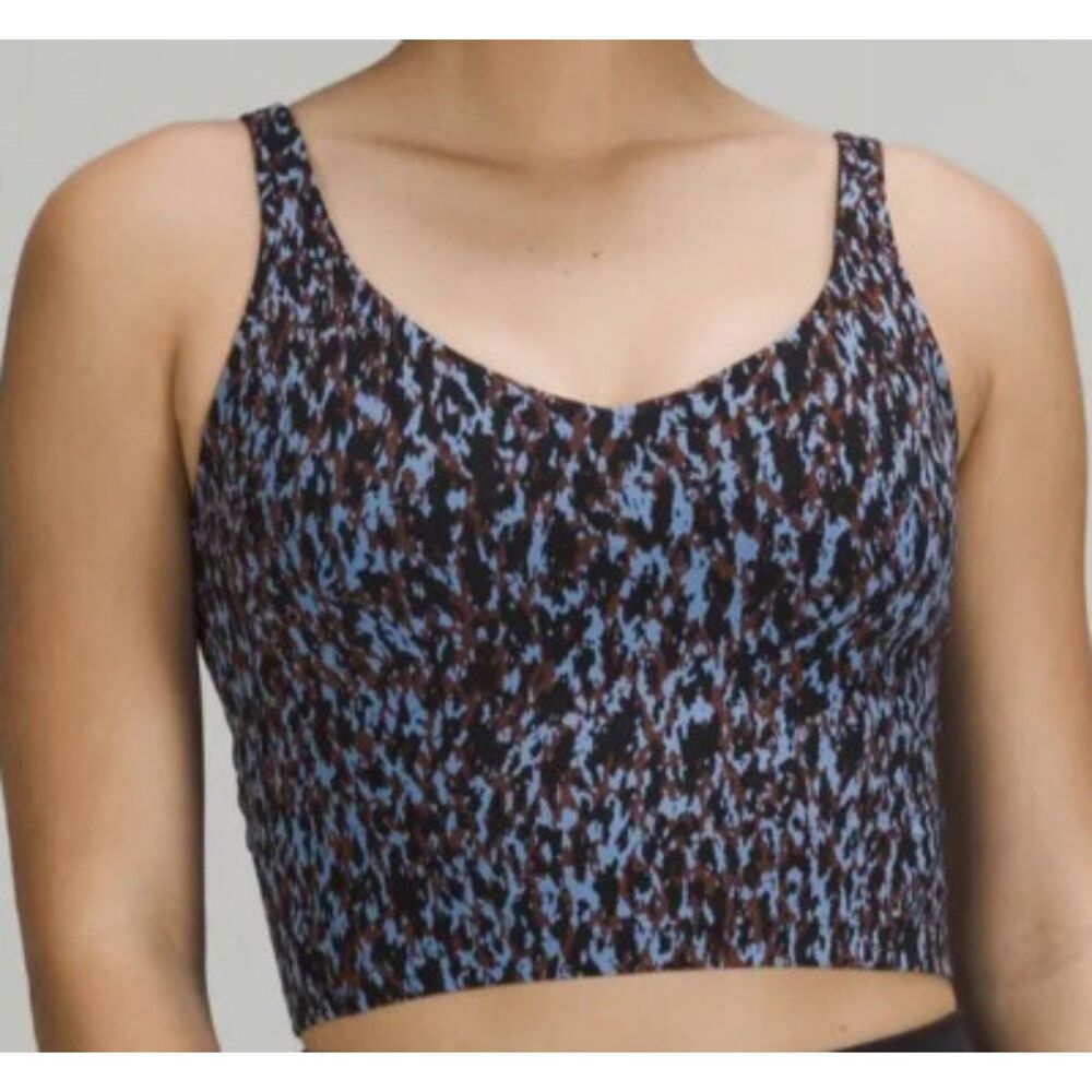 Lululemon Athletica Align Cropped Blue Leopard Print Tank Top Women's Size 4